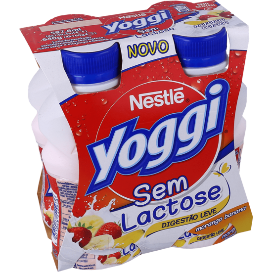 Imagem de Iogurte Líquido Morango Banana sem Lactose Yoggi 4x160g