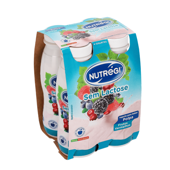 Imagem de Iogurte Líquido sem Lactose de Frutos Vermelhos Nutrégi 4x170g
